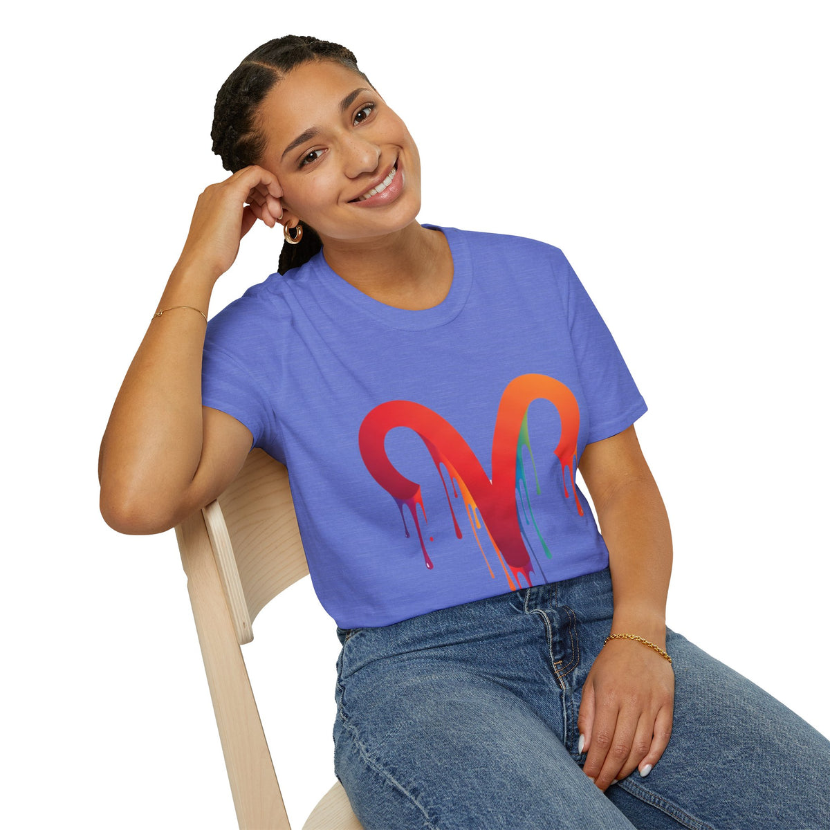 Aries Rainbow Drip T-Shirt — Colorful Dripping Zodiac Graphic Tee