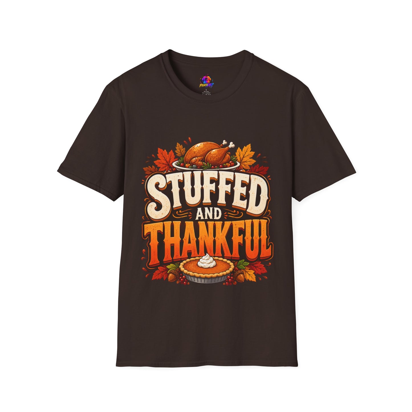 Thanksgiving T-Shirt — "Stuffed and Thankful" Turkey Design