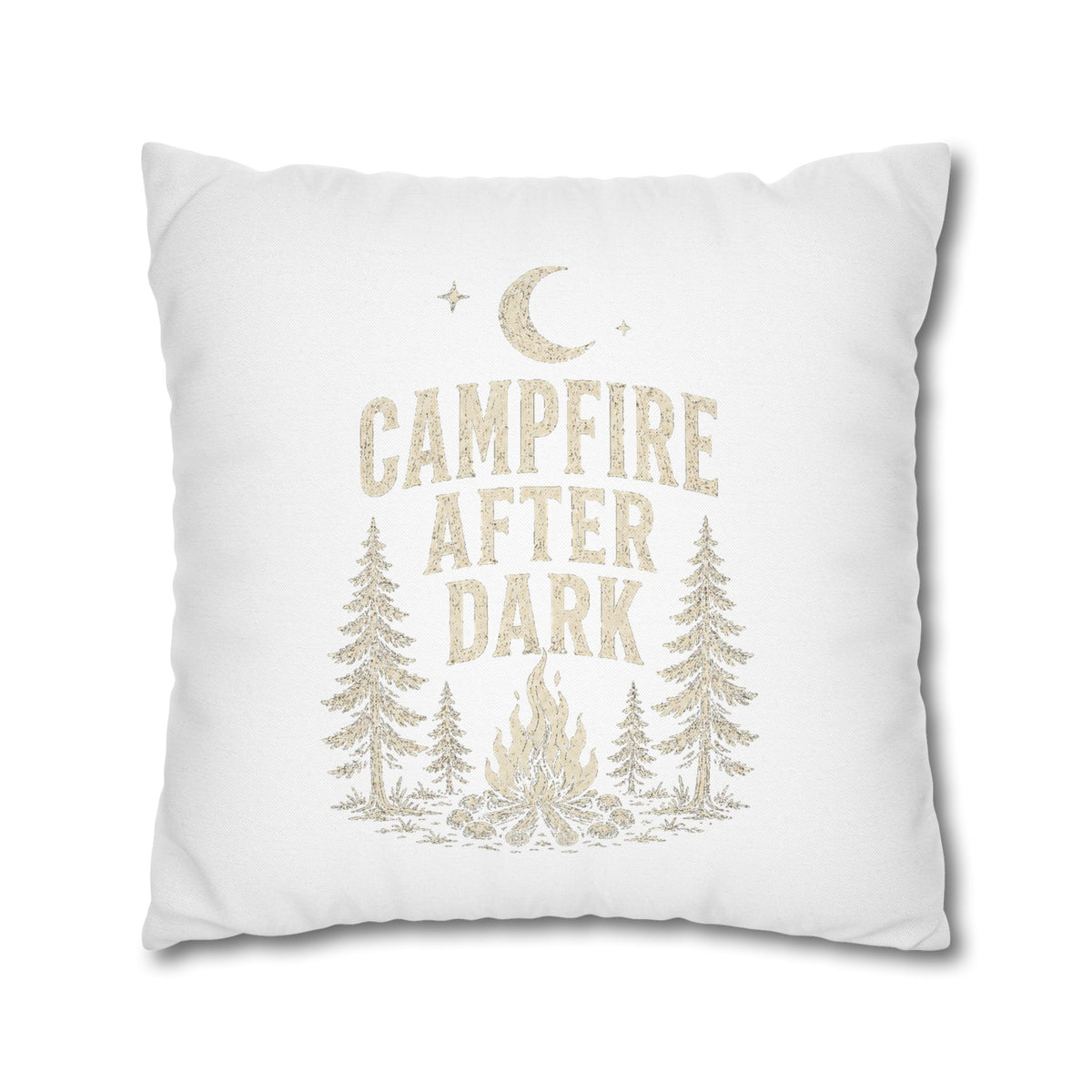 Campfire After Dark Decorative Pillowcase Milo Bailey Dog Dad Mom — Cozy Rustic Camping Throw Pillow