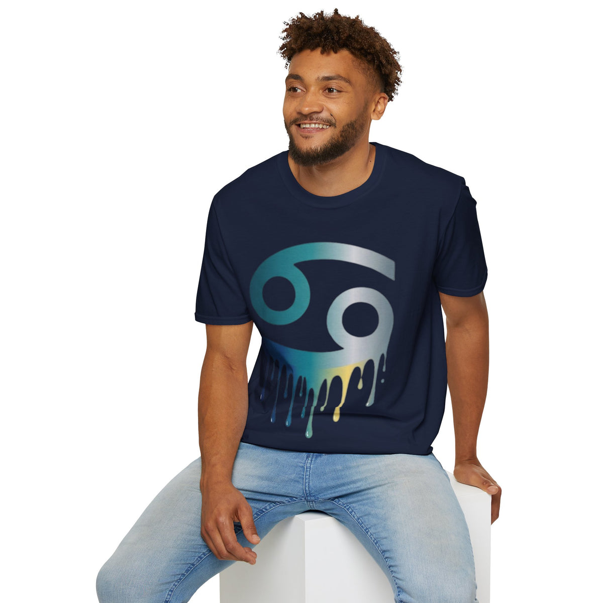 Cancer Zodiac T‑Shirt — Dripping Gradient Astrology Tee (Cancer Symbol)
