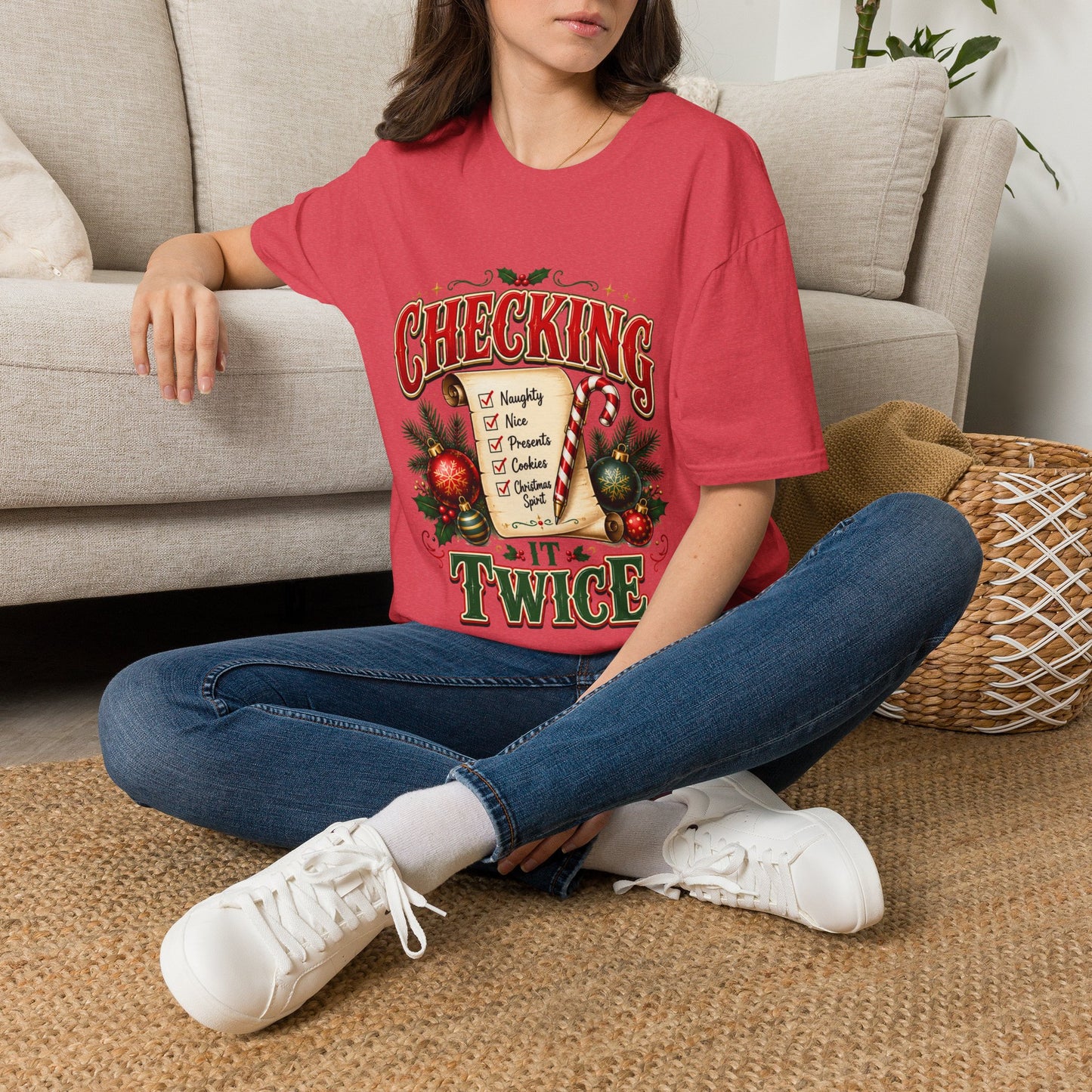 Checking It Twice Christmas T-Shirt — Naughty or Nice Holiday Tee