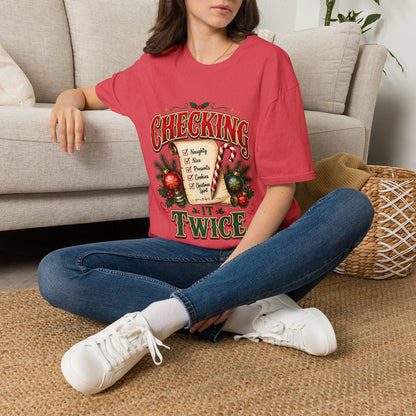 Checking It Twice Christmas T-Shirt — Naughty or Nice Holiday Tee