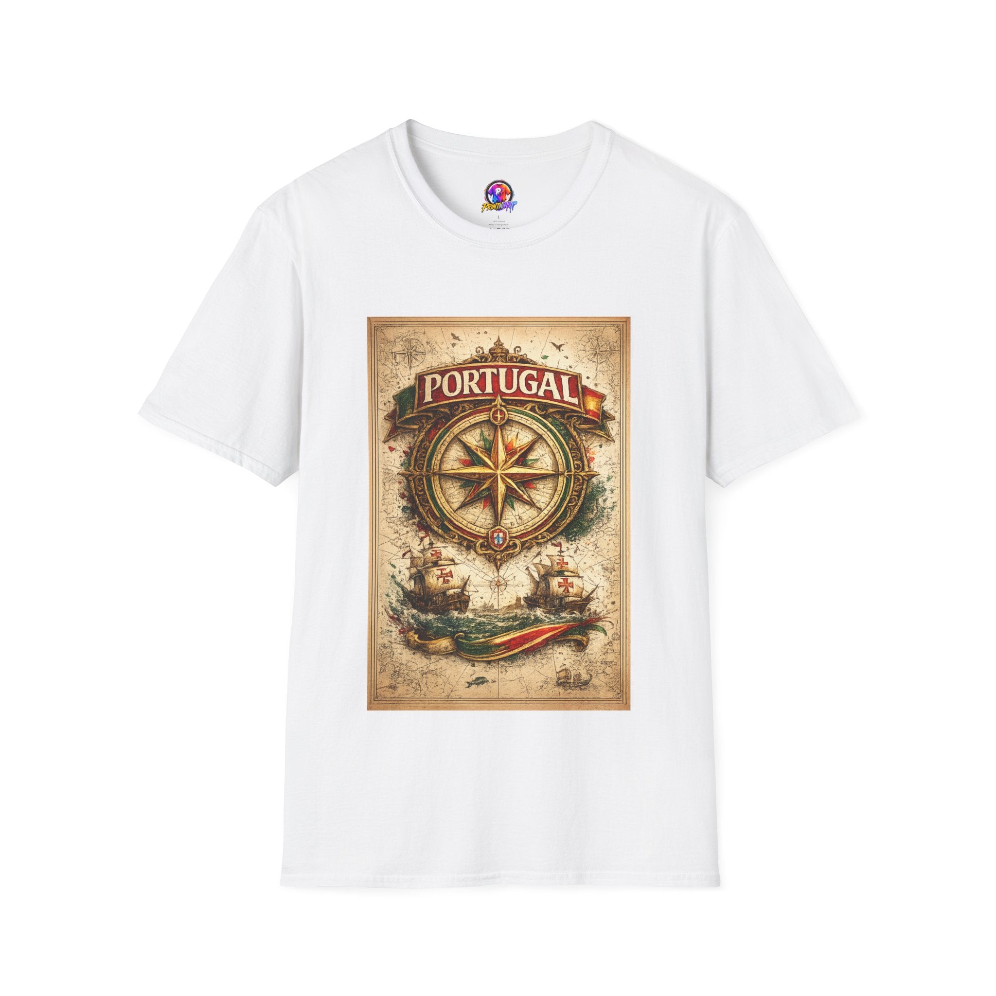 Portugal Compass T‑Shirt — Vintage Nautical Travel Tee