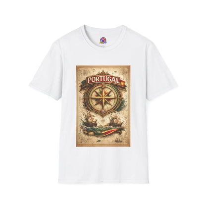 Portugal Compass T‑Shirt — Vintage Nautical Travel Tee