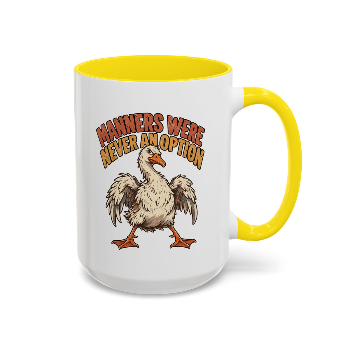 Coffee Mug — "Manners Were Never An Option" Funny Rude Chicken Accent Mug