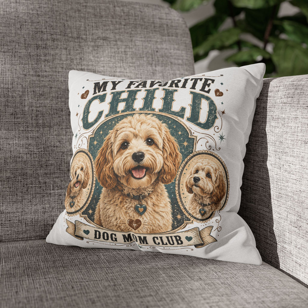 My Favorite Child Dog Mom Club Pillowcase Milo Bailey Dog Dad Mom — Doodle Pet Lover Decorative Throw Pillowcase