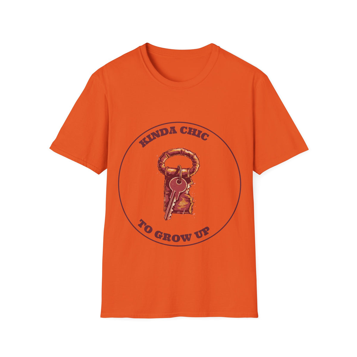 "Kinda Chic To Grow Up" Vintage Key Graphic Tee - Funny Relatable Aesthetic White T-Shirt - Trending Now - September 2026