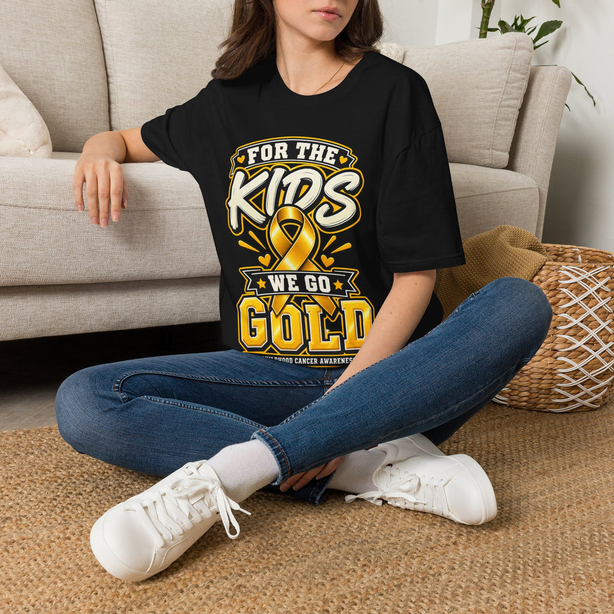 Kids Childhood Cancer Awareness T-Shirt — "For the Kids We Go Gold"