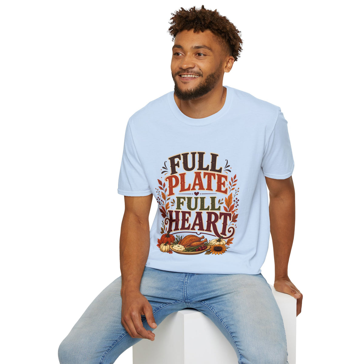 Thanksgiving T-Shirt - "Full Plate Full Heart" Fall Harvest Tee