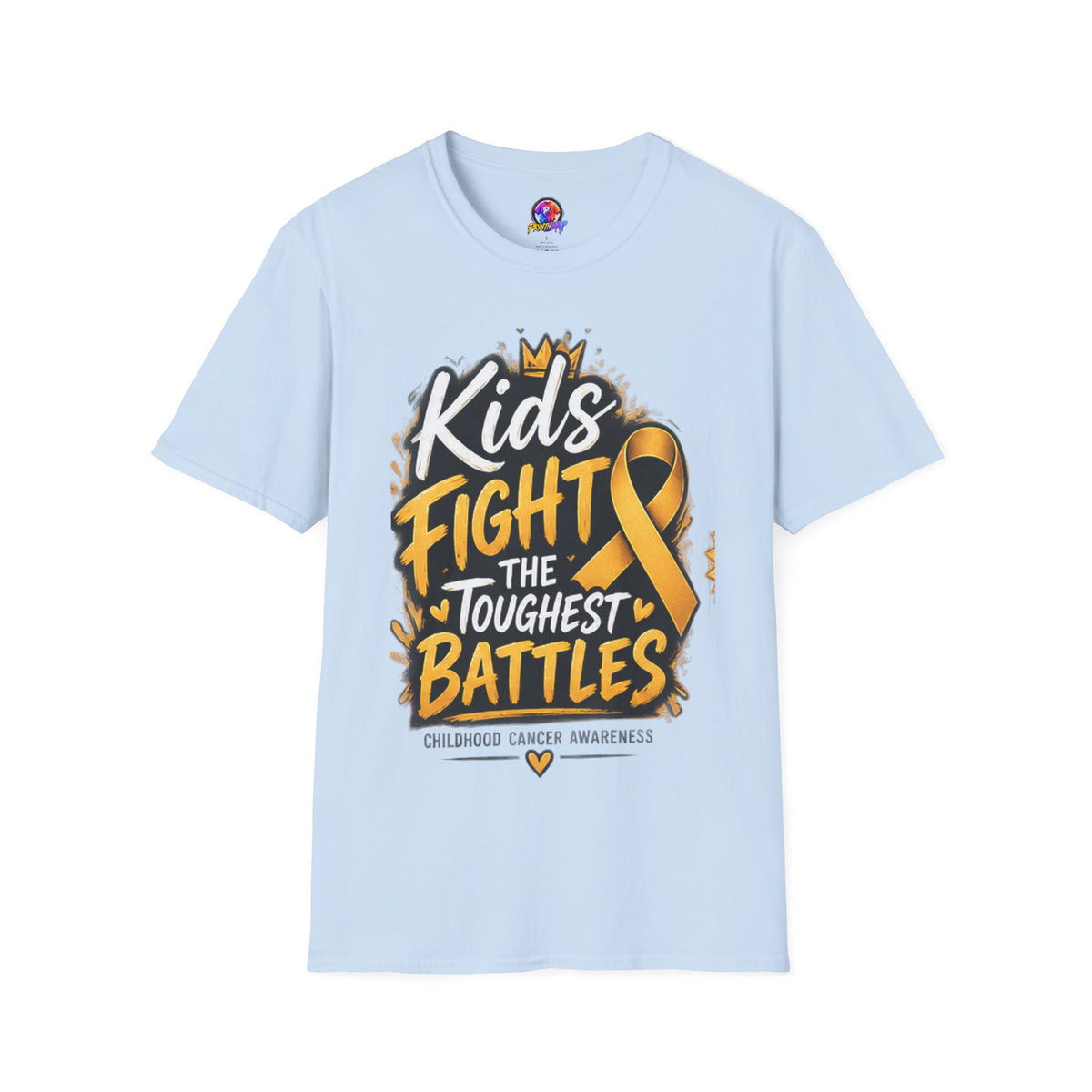 Childhood Cancer Awareness T-Shirt — "Kids Fight the Toughest Battles" Gold Ribbon