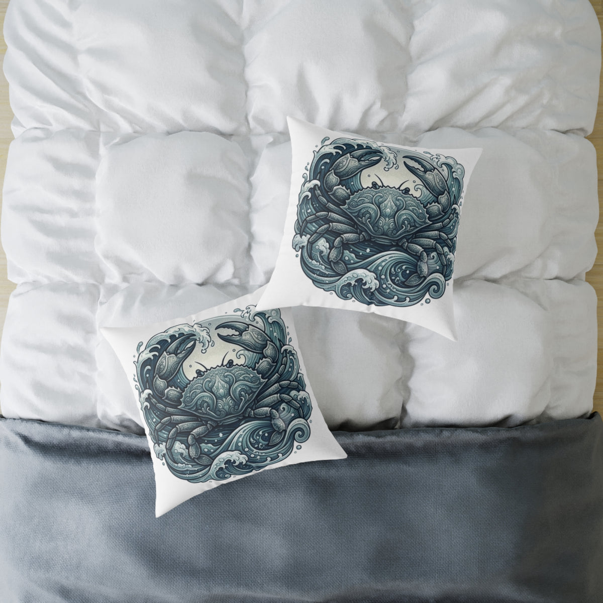 Cancer Zodiac Crab Ocean Art Pillow — Nautical Decorative Throw Pillow