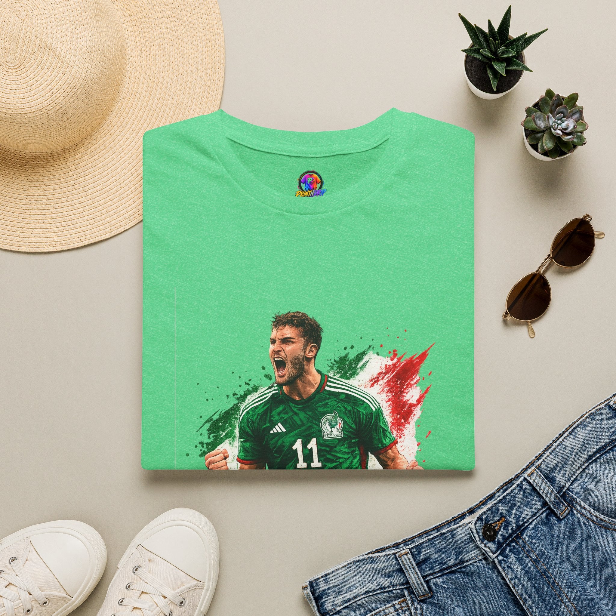 Mexico Soccer Jersey T-Shirt — Santiago Giménez Mexico #11 Fan Tee
