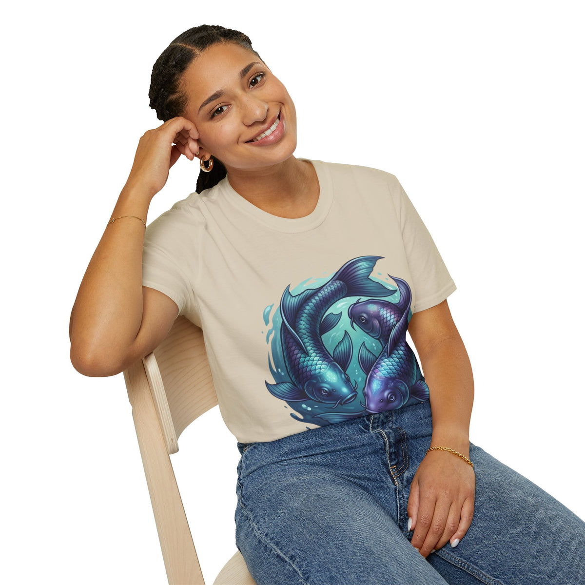 Pisces Zodiac Koi Fish Tee — Yin Yang Aquatic Graphic T-Shirt