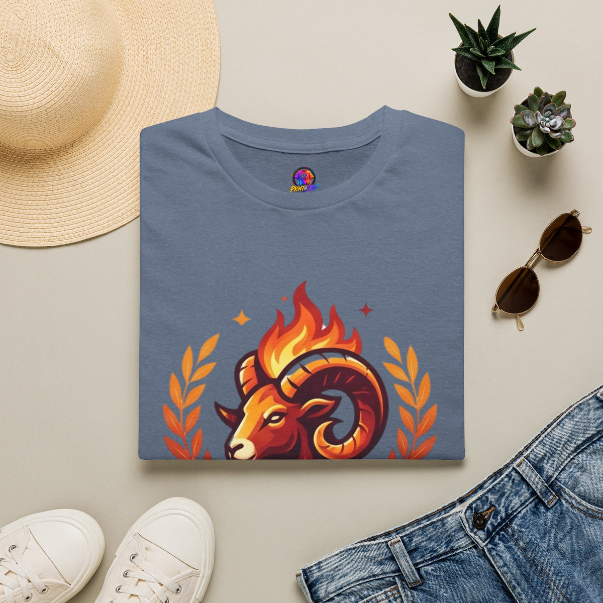 Aries Zodiac T-Shirt — "Born to Lead Not to Follow" Ram Graphic