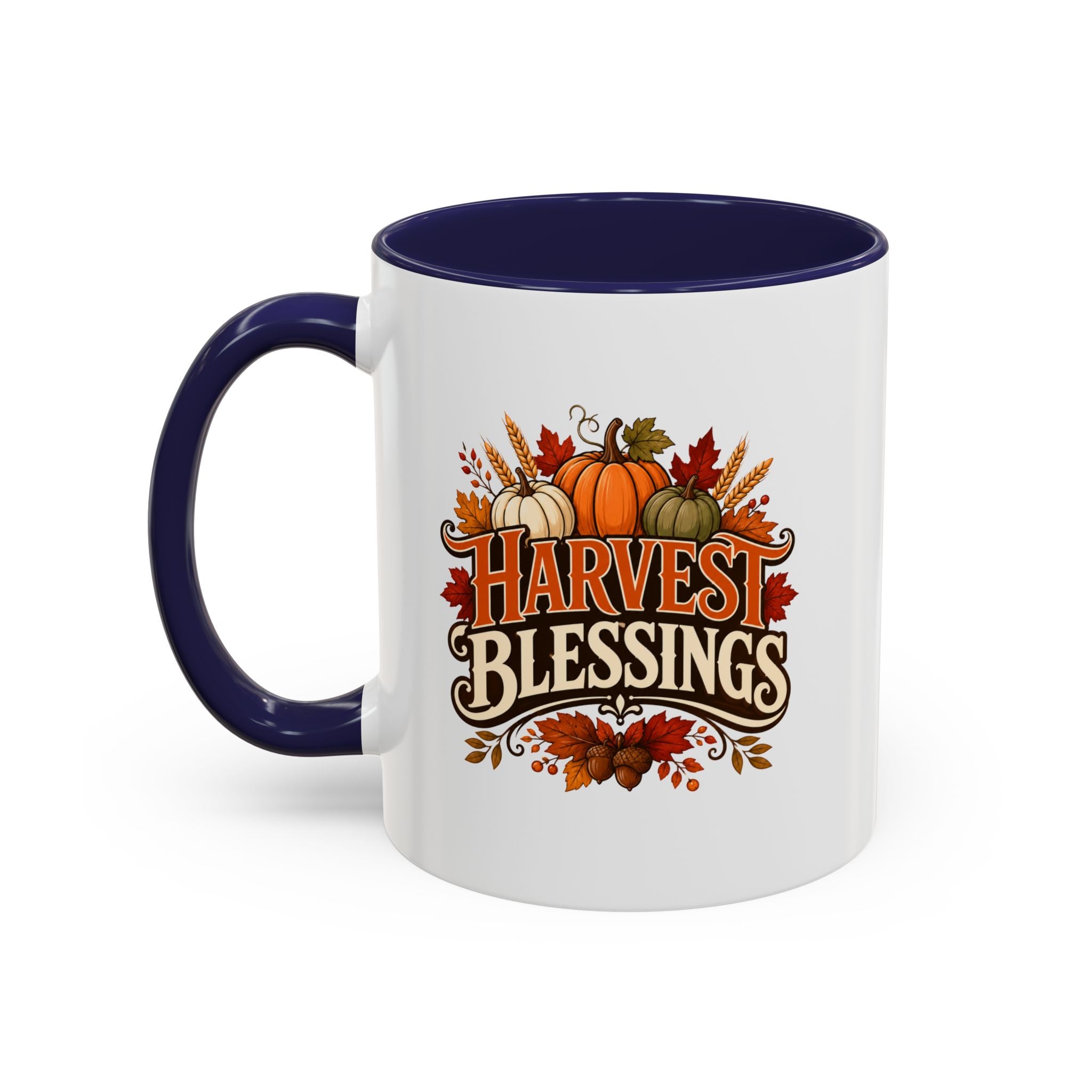 Thanksgiving Mug Harvest Blessings Coffee Mug — Thanksgiving Pumpkin Accent Mug