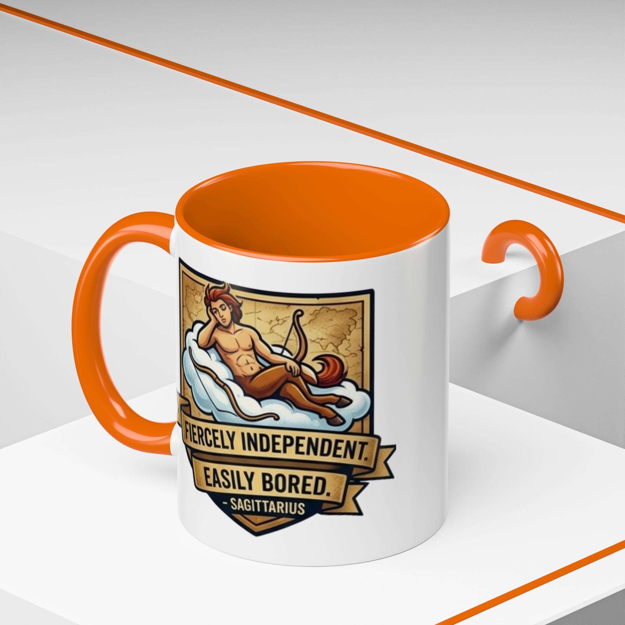 Sagittarius Coffee Mug — "Fiercely Independent, Easily Bored" Zodiac Accent Mug (11/15 oz)