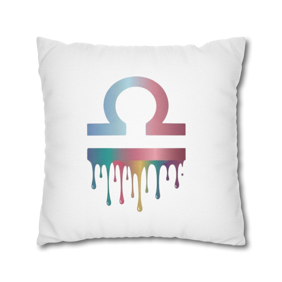 Libra Zodiac Drip Pillowcase — Colorful Astrology Square Throw Pillow