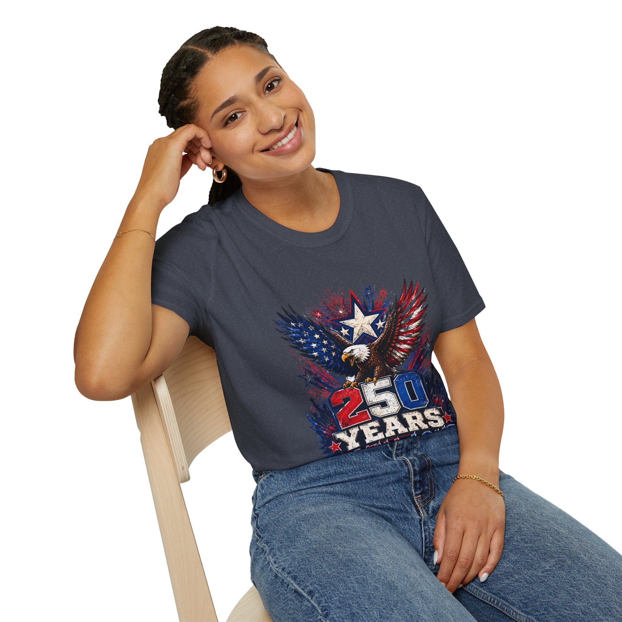 T-Shirt — Patriotic Eagle "250 Years Still Loud" American Flag Tee