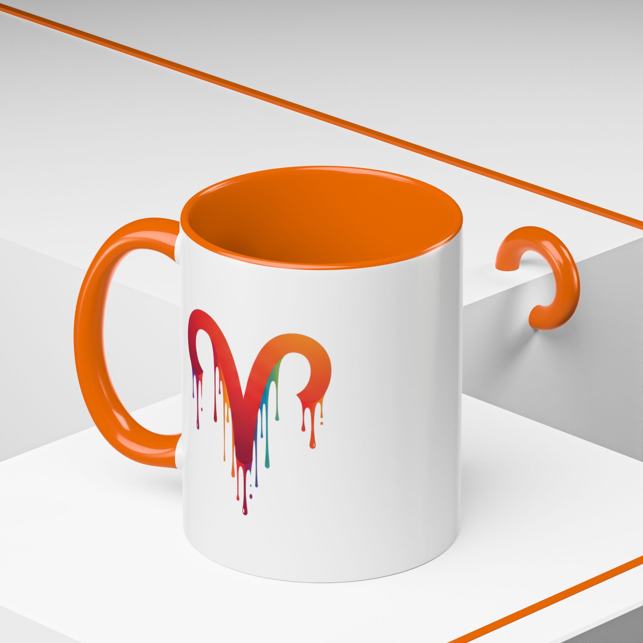 Rainbow Drip Heart Coffee Mug — Colorful Art Accent Mug