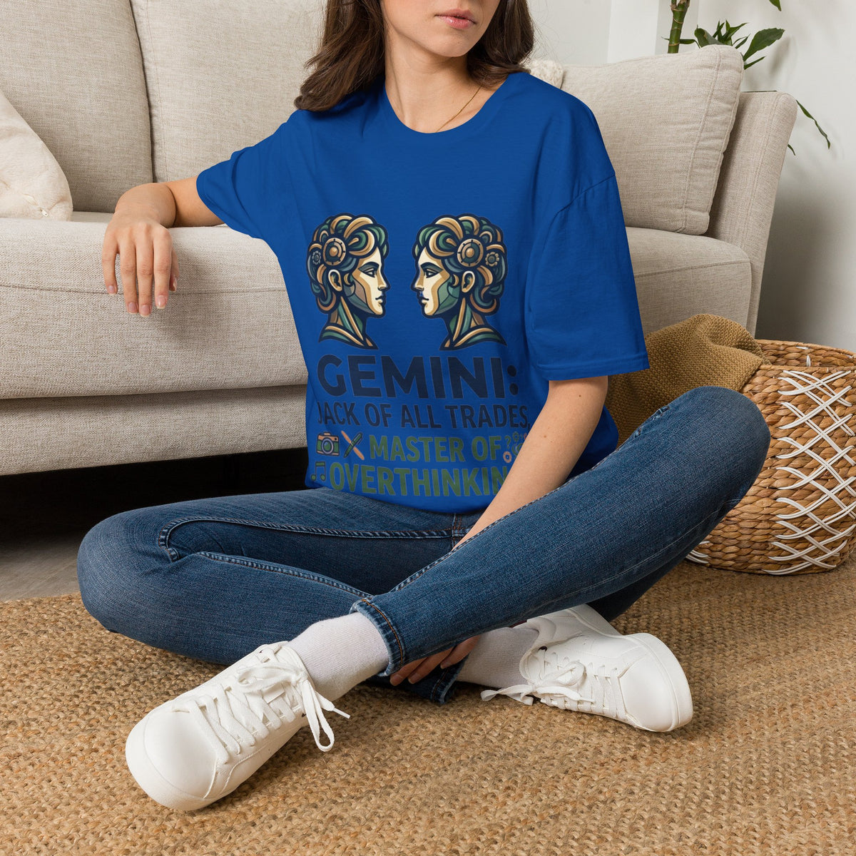 Gemini Zodiac T‑Shirt — Vintage Twins Astrology Tee ("Gemini: Jack of All Trades")