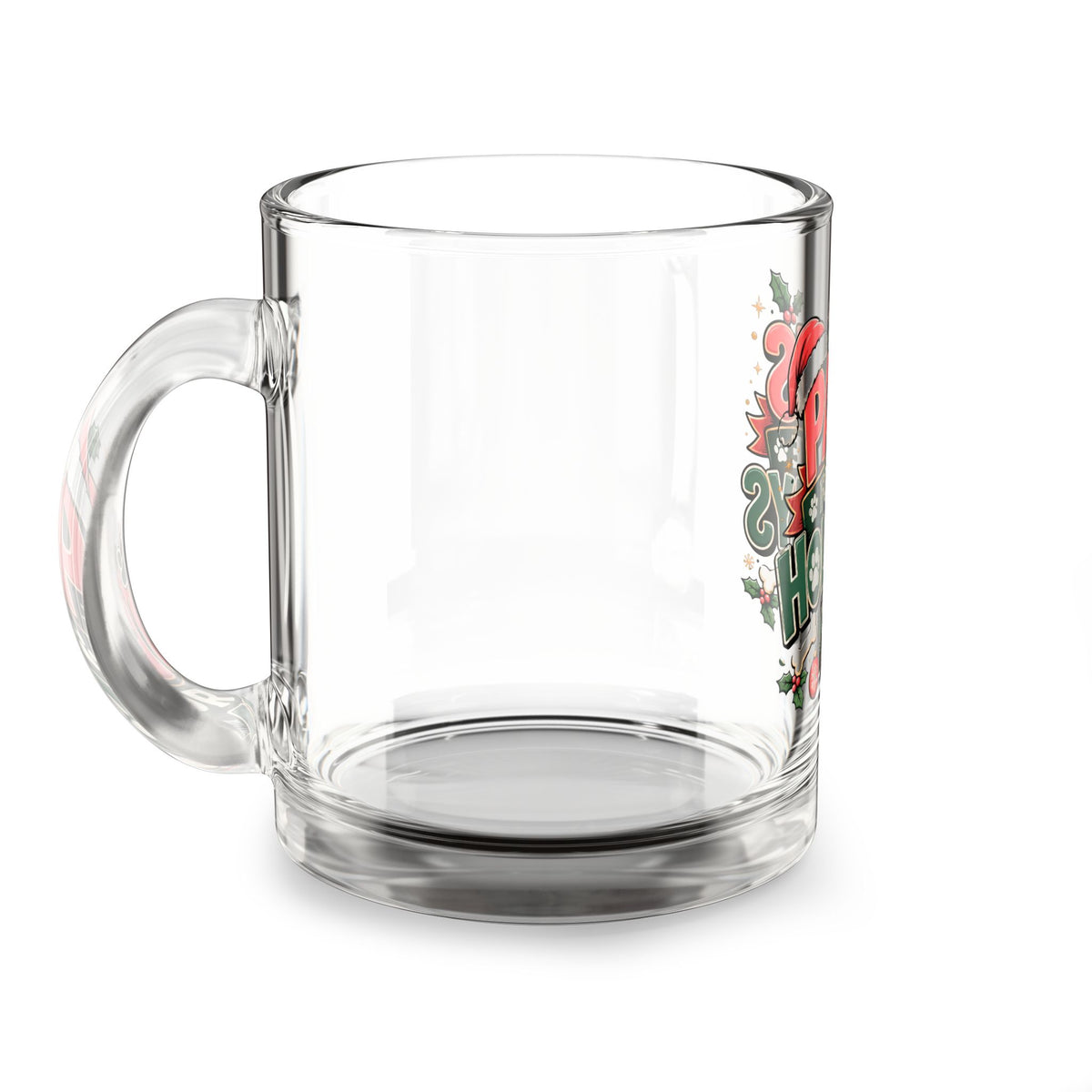 Christmas Glass Mug 10 oz Glass Mug — "Paws for the Holidays" Christmas Pet Lover Coffee Mug