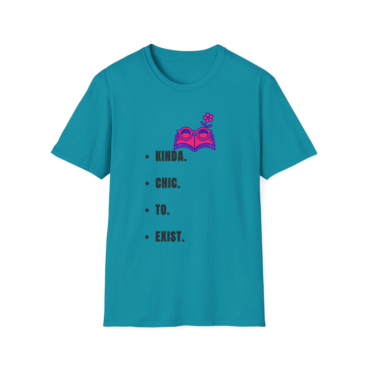 T-Shirt — "Kinda. Chill. To. Exist." Minimal Book & Flower Graphic Tee - Trending Now - September 2026