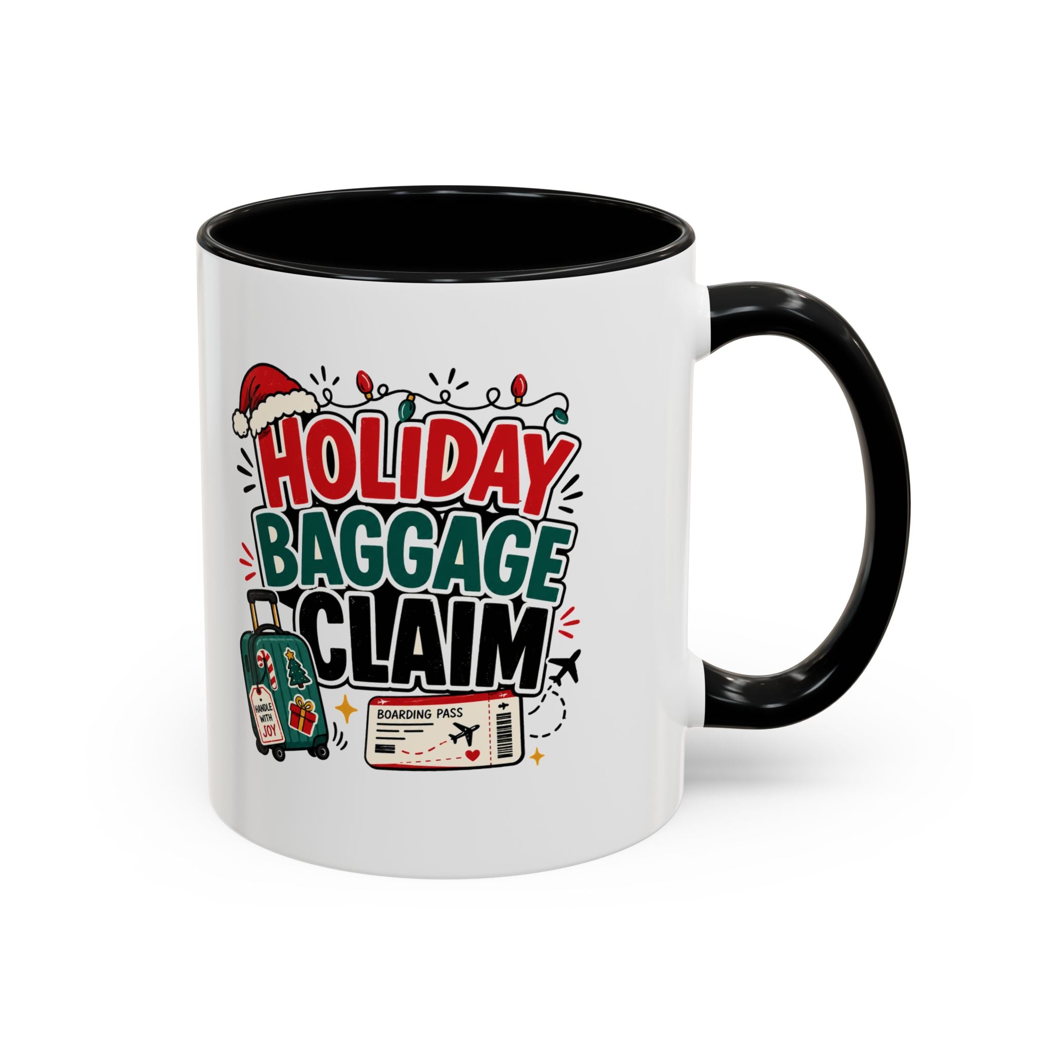 Modern Day Christmas Holiday Baggage Claim Coffee Mug — Funny Christmas Travel Gift (11/15oz)