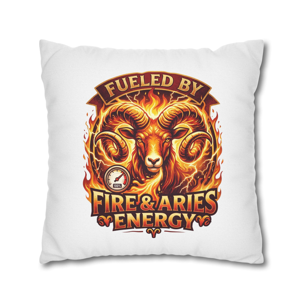 Aries Pillowcase Aries Ram Pillow — "Fueled by Fire & Aries Energy" Decorative Throw Pillow
