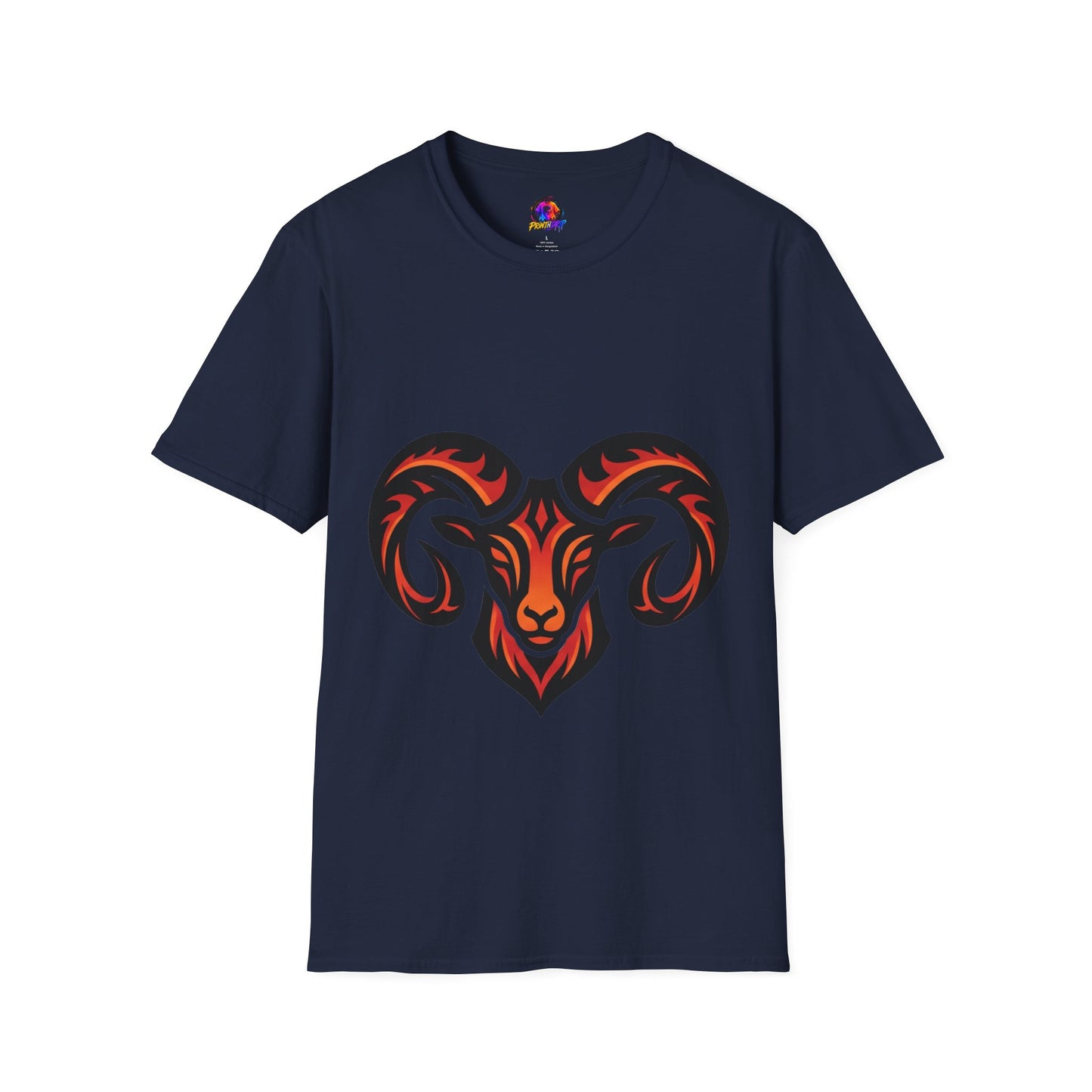 Ram Head Graphic T-Shirt — Tribal Flame Aries Design