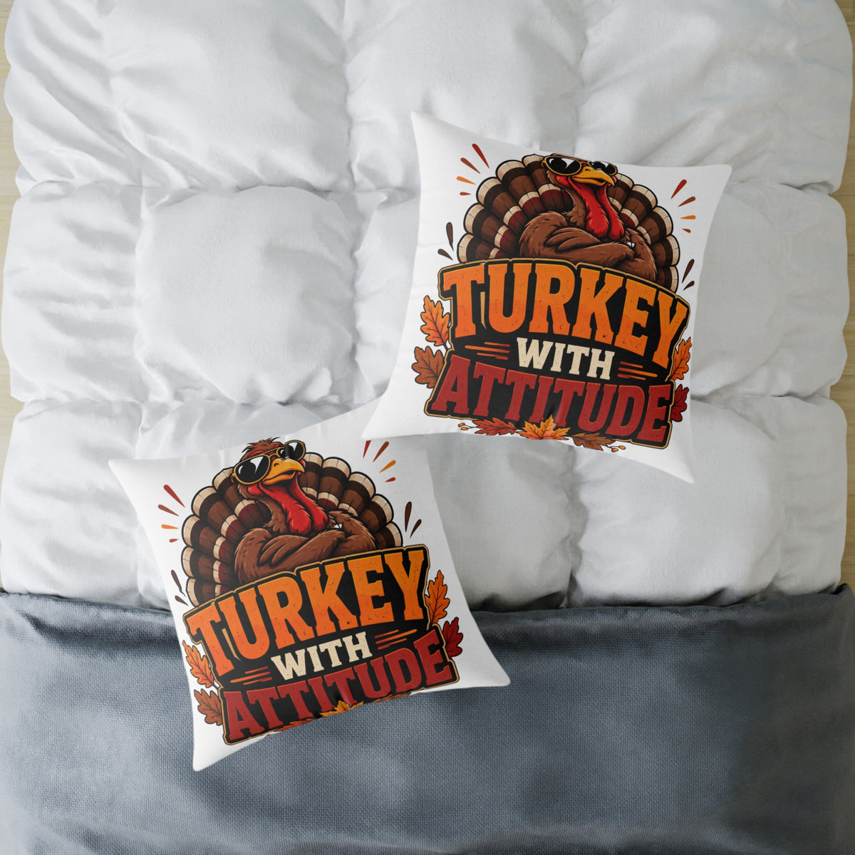 Thanksgiving Turkey With Attitude Throw Pillow — Funny Thanksgiving Decorative Pillow