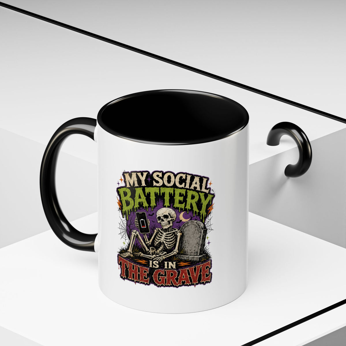 Halloween  My Social Battery Accent Coffee Mug