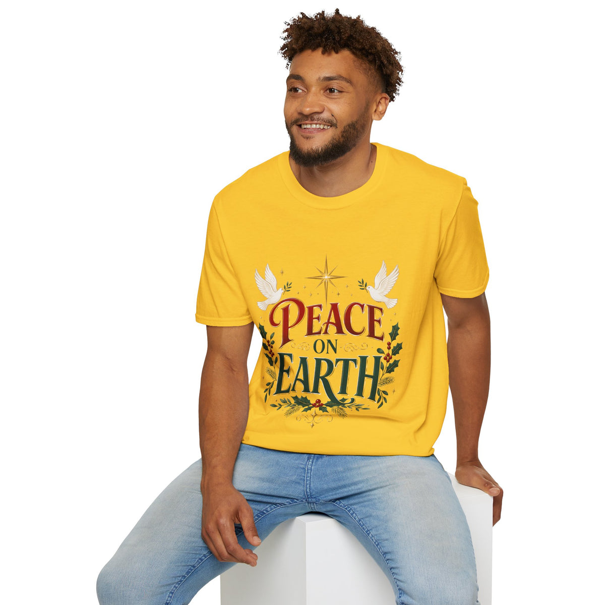 Peace on Earth T-Shirt — Holiday Dove & Star Christmas Tee