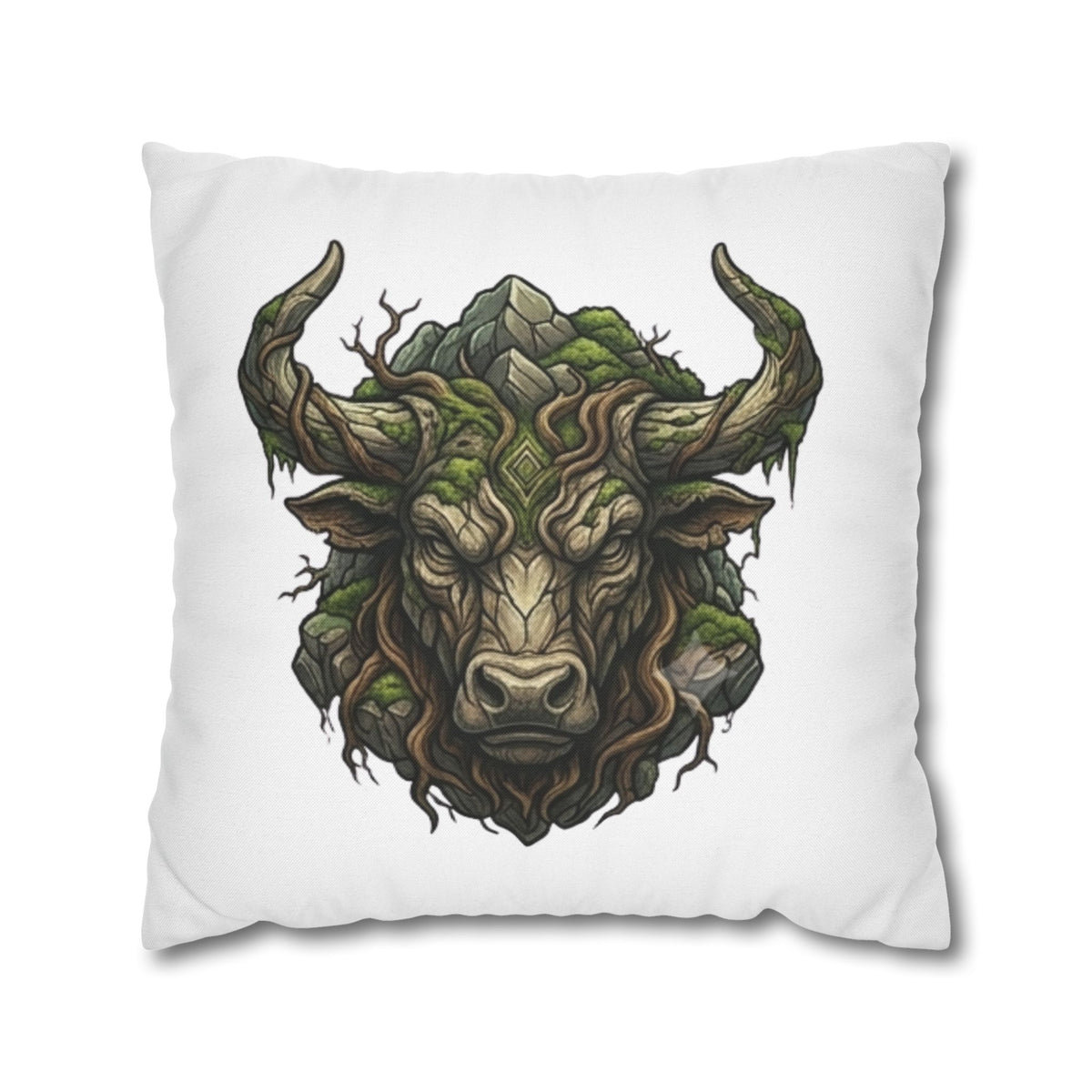 Taurus Forest Bull Decorative Pillowcase — Mythic Woodland Ox Accent Cushion