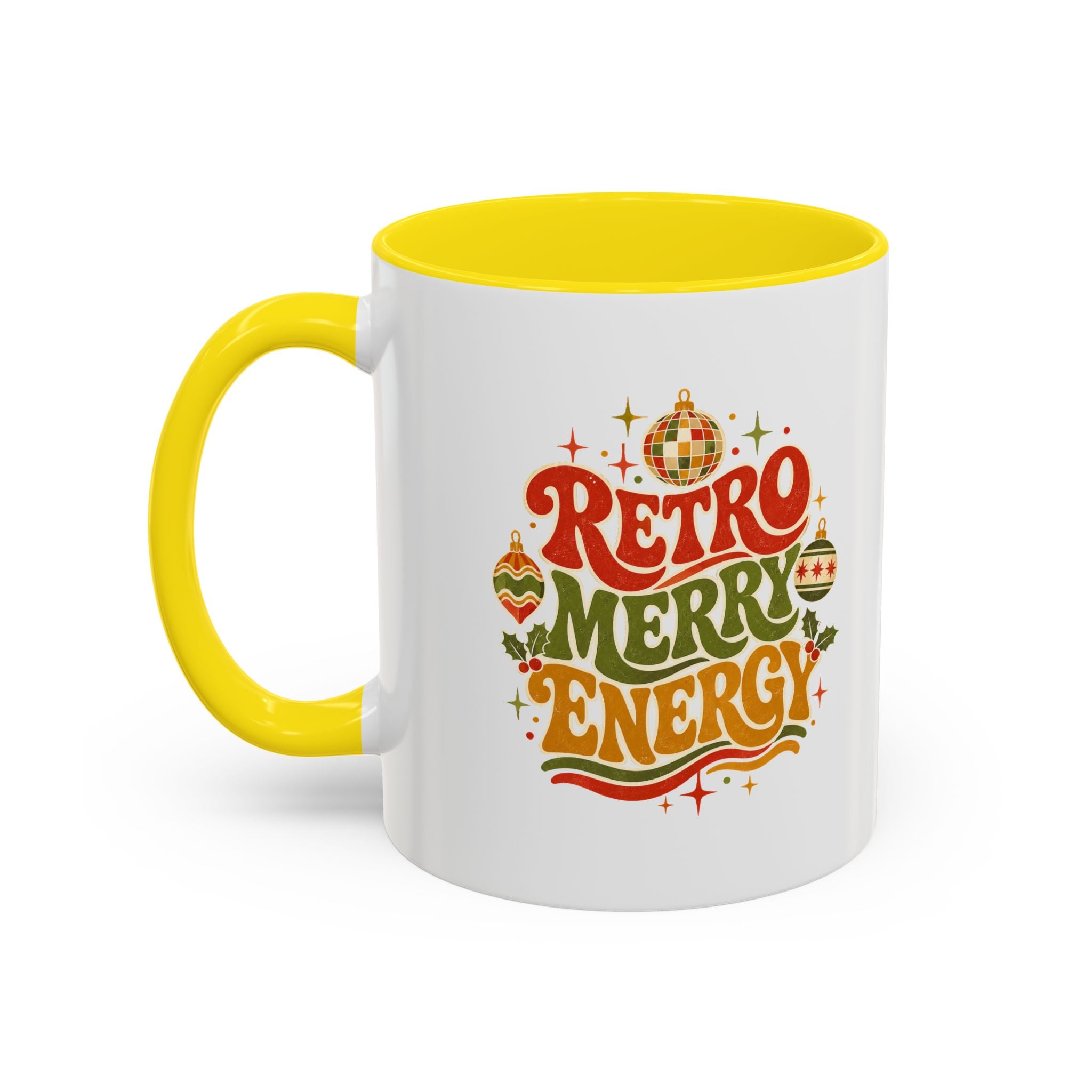 Modern Day Christmas Retro Merry Energy Coffee Mug — Festive 70s Holiday Design