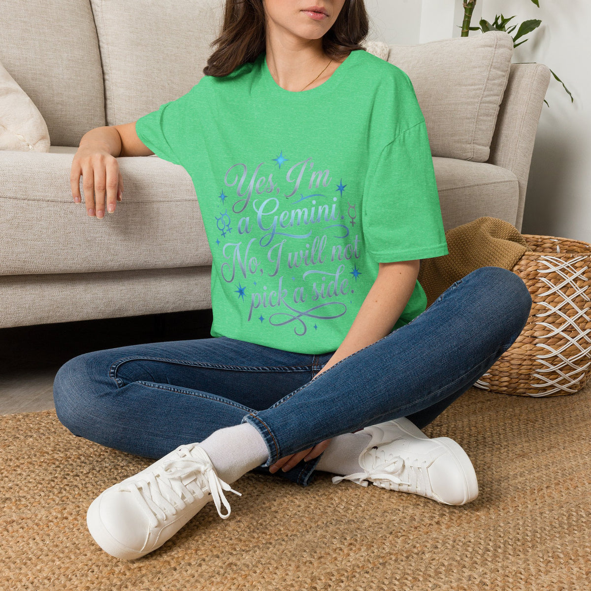 Yes, I'm a Gemini T-Shirt — Funny Zodiac Astrology Tee (“No, I will not pick a side”)