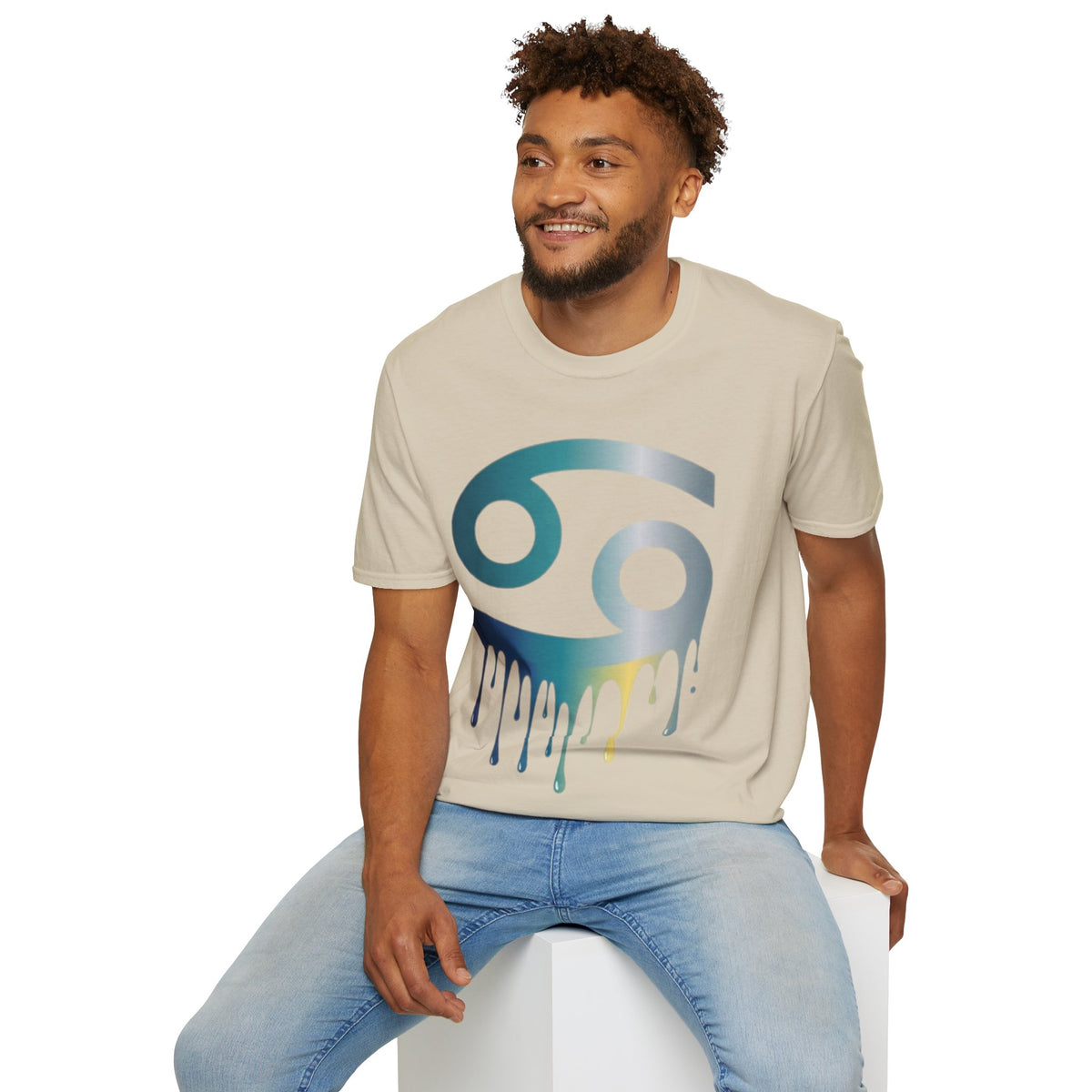 Cancer Zodiac T‑Shirt — Dripping Gradient Astrology Tee (Cancer Symbol)