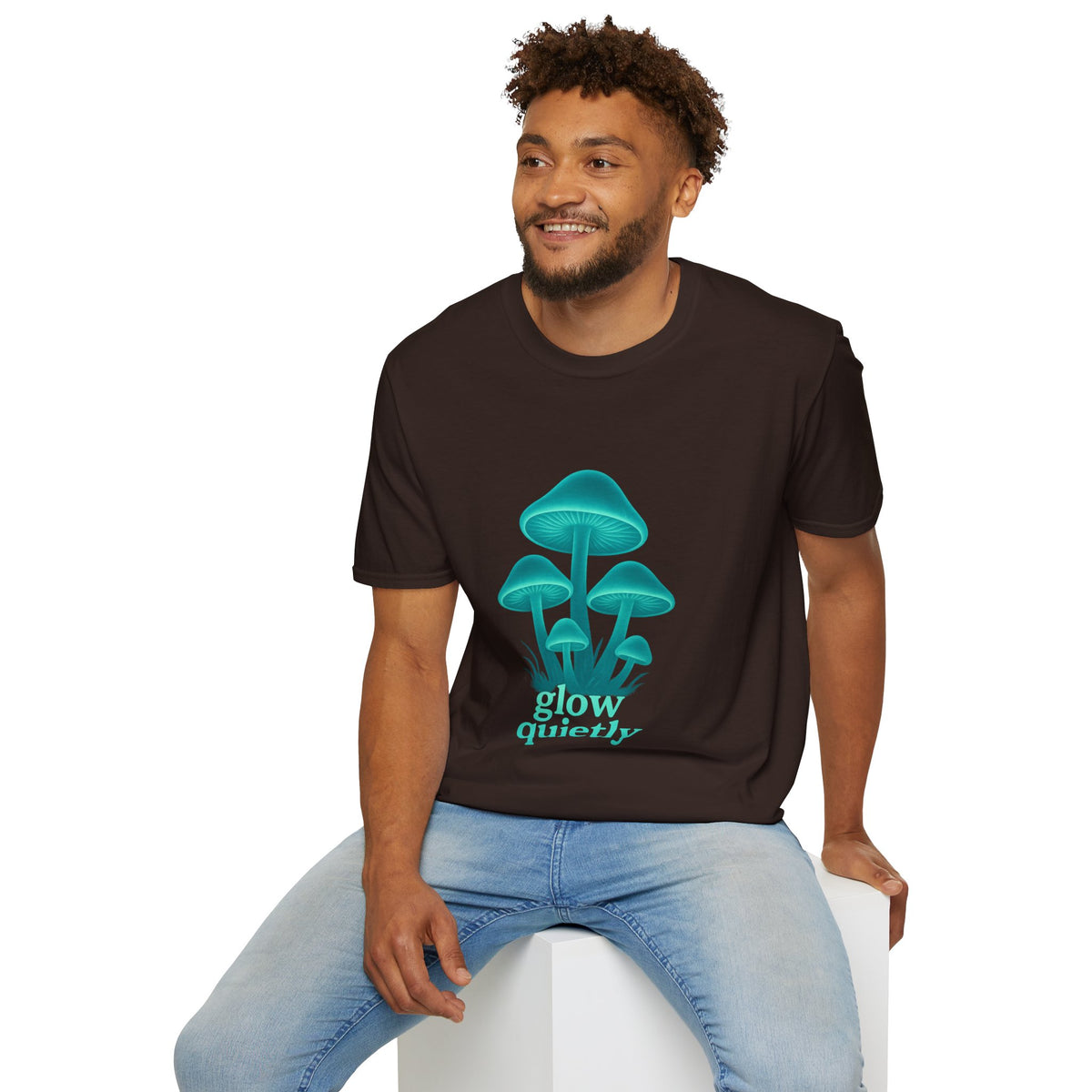 Mushroom Graphic T-Shirt — 'Grow Quietly' Teal Fungi Tee - Trending Now - August 2026