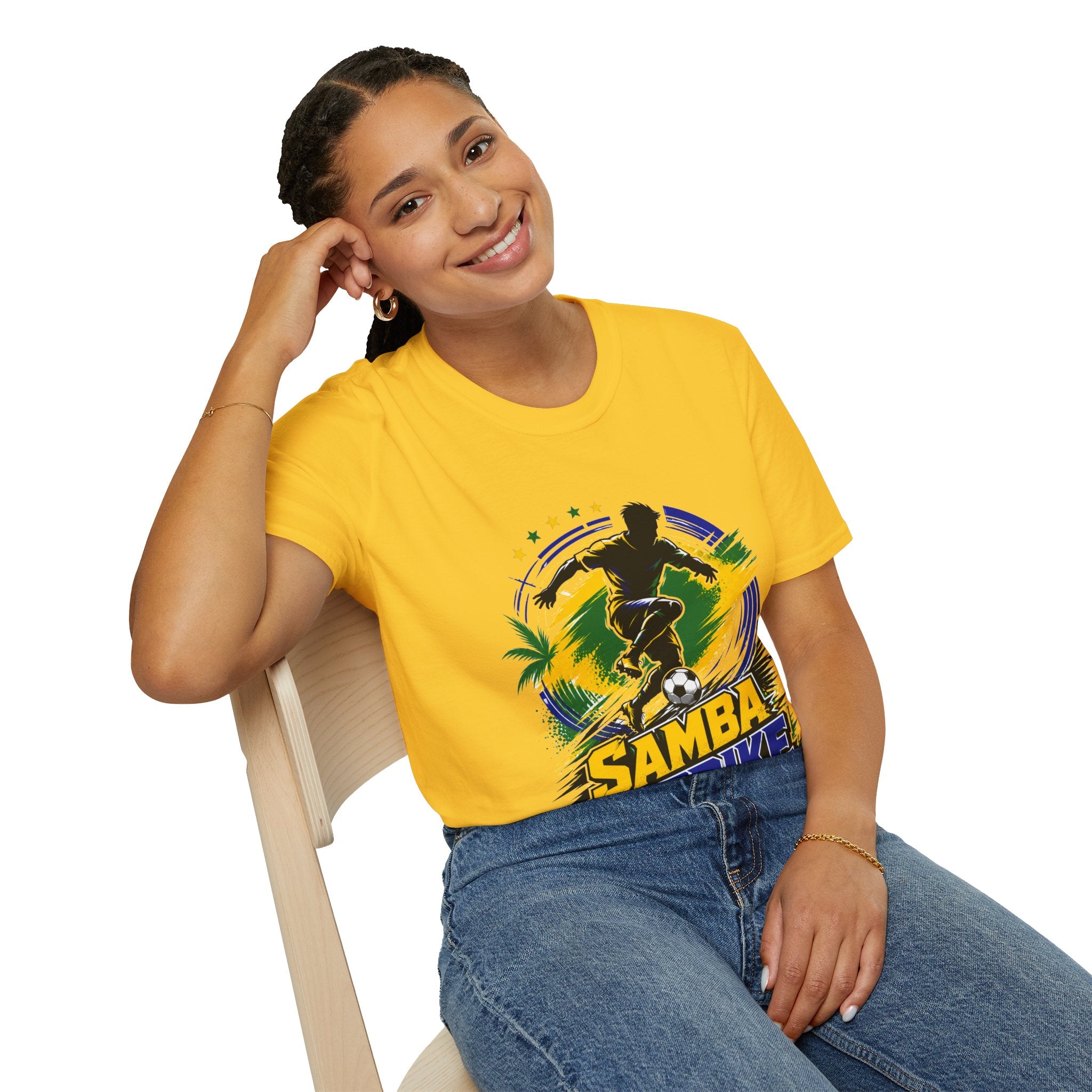 Brazil  Samba Strike Soccer T-Shirt — Brazilian Football Player Graphic Tee