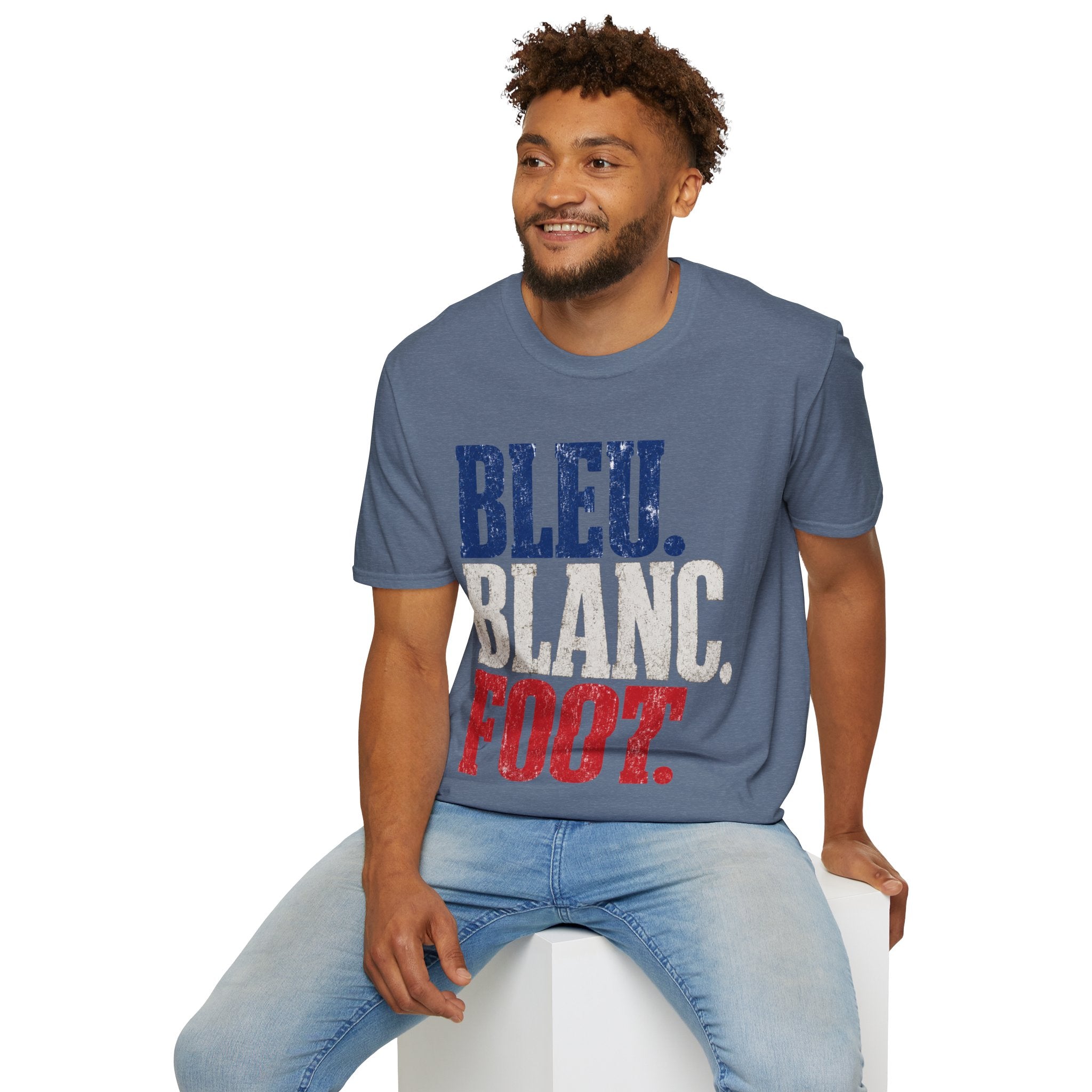 France T-Shirt — Bleu Blanc Foot Vintage French Flag Soccer Graphic Tee