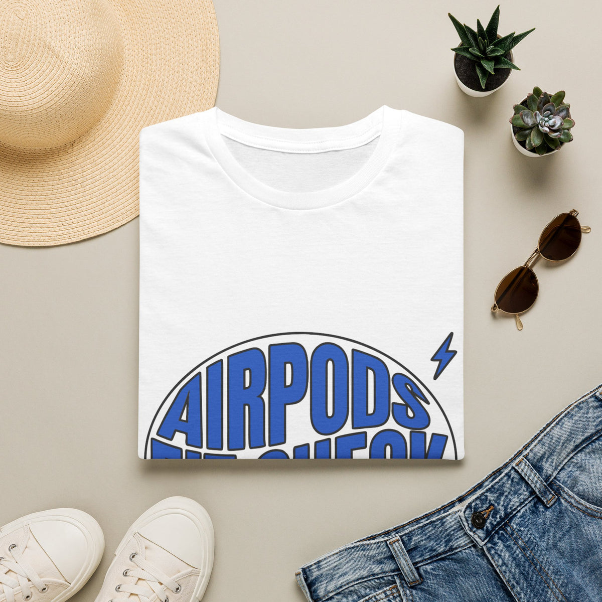 AirPods Fit Check Approved Blue Graphic Tee - Trendy Y2K Aesthetic T-Shirt - Trending Now - September 2026