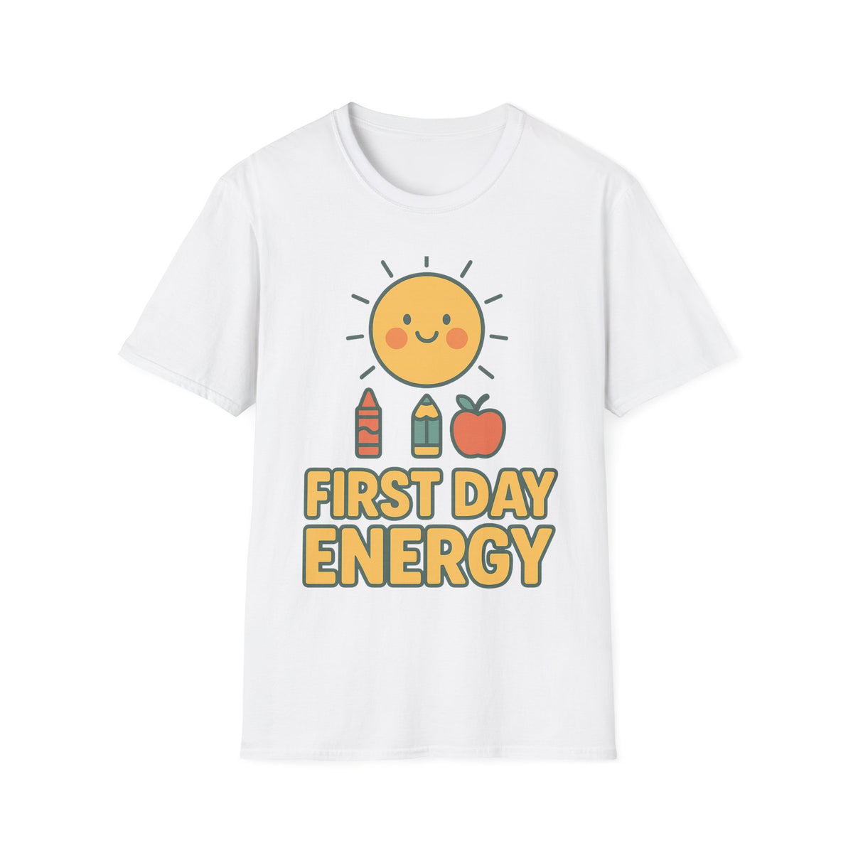 First Day Energy T-Shirt — Cute Smiling Sun Graphic Tee for Back-to-School & New Beginnings - Trending Now - September 2026