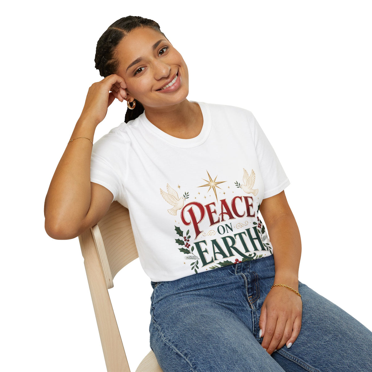 Peace on Earth T-Shirt — Holiday Dove & Star Christmas Tee