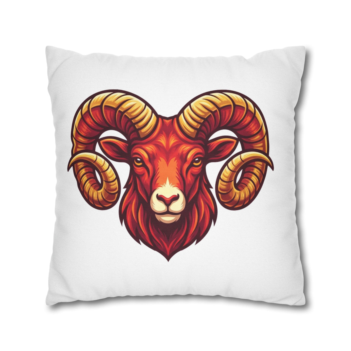 Aries Ram Throw Pillowcase — Bold Zodiac Goat Accent Pillow Cover