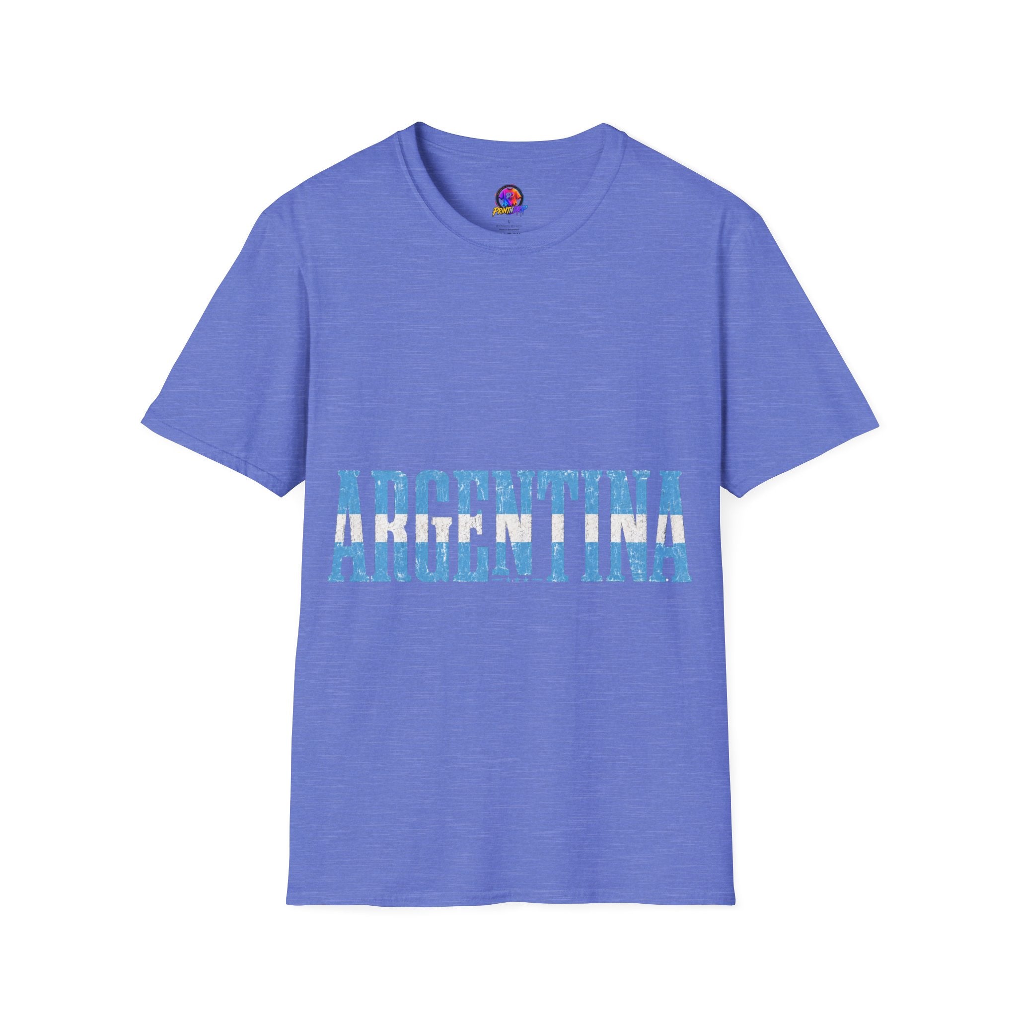 Argentina Stencil Tee — Horizontal Blue Text Argentina T-Shirt
