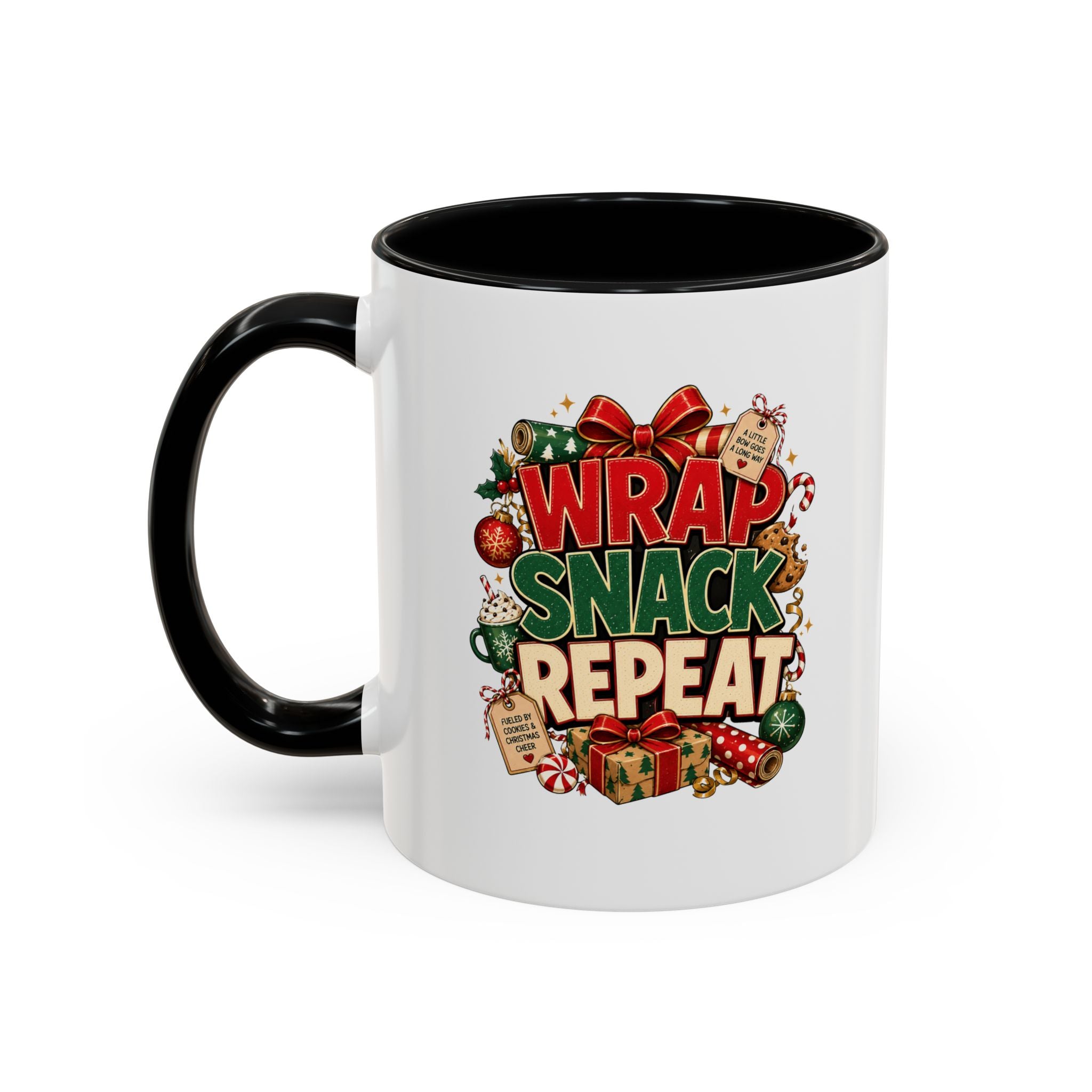 Wrap Snack Repeat Christmas Coffee Mug — Holiday Baking & Gift-Wrapping Mug