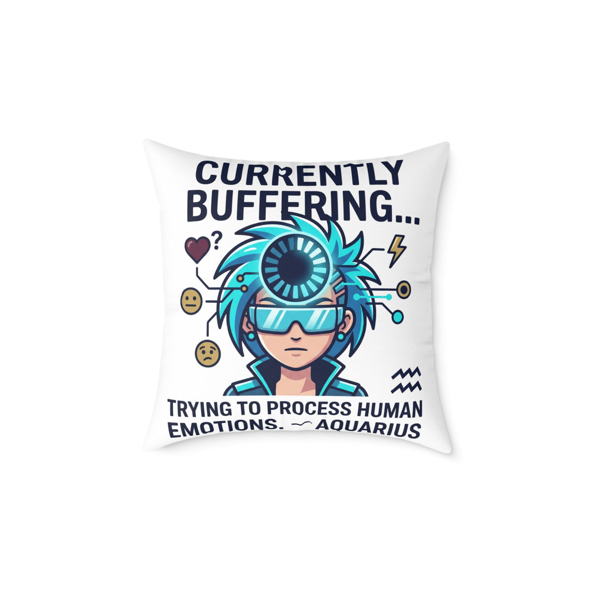 Zodiac Aquarius Currently Buffering Square Poly Canvas Pillow