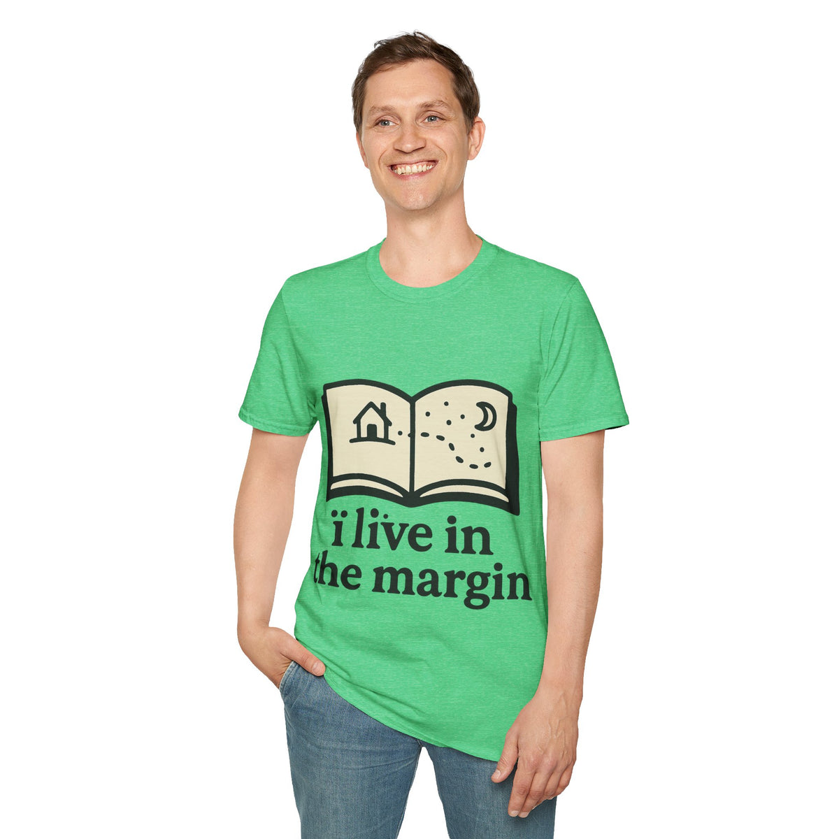 "I Live In The Margin" Bookworm Tee | Cute Celestial Book Graphic T-Shirt - Trending Now - September 2026