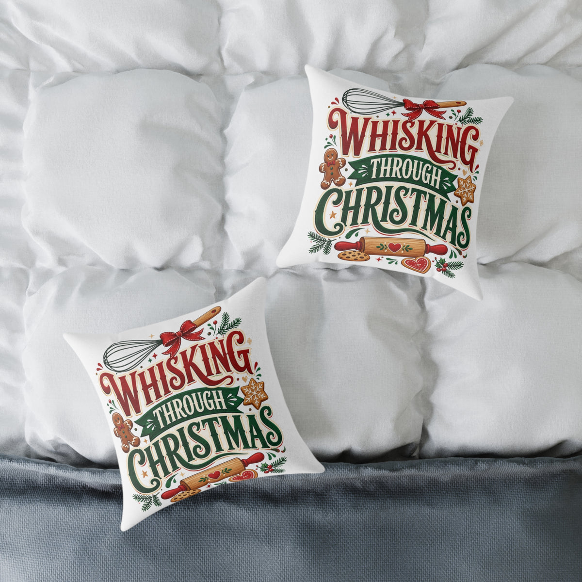 Whisking Through Christmas Pillow — Festive Baking Holiday Throw Pillow
