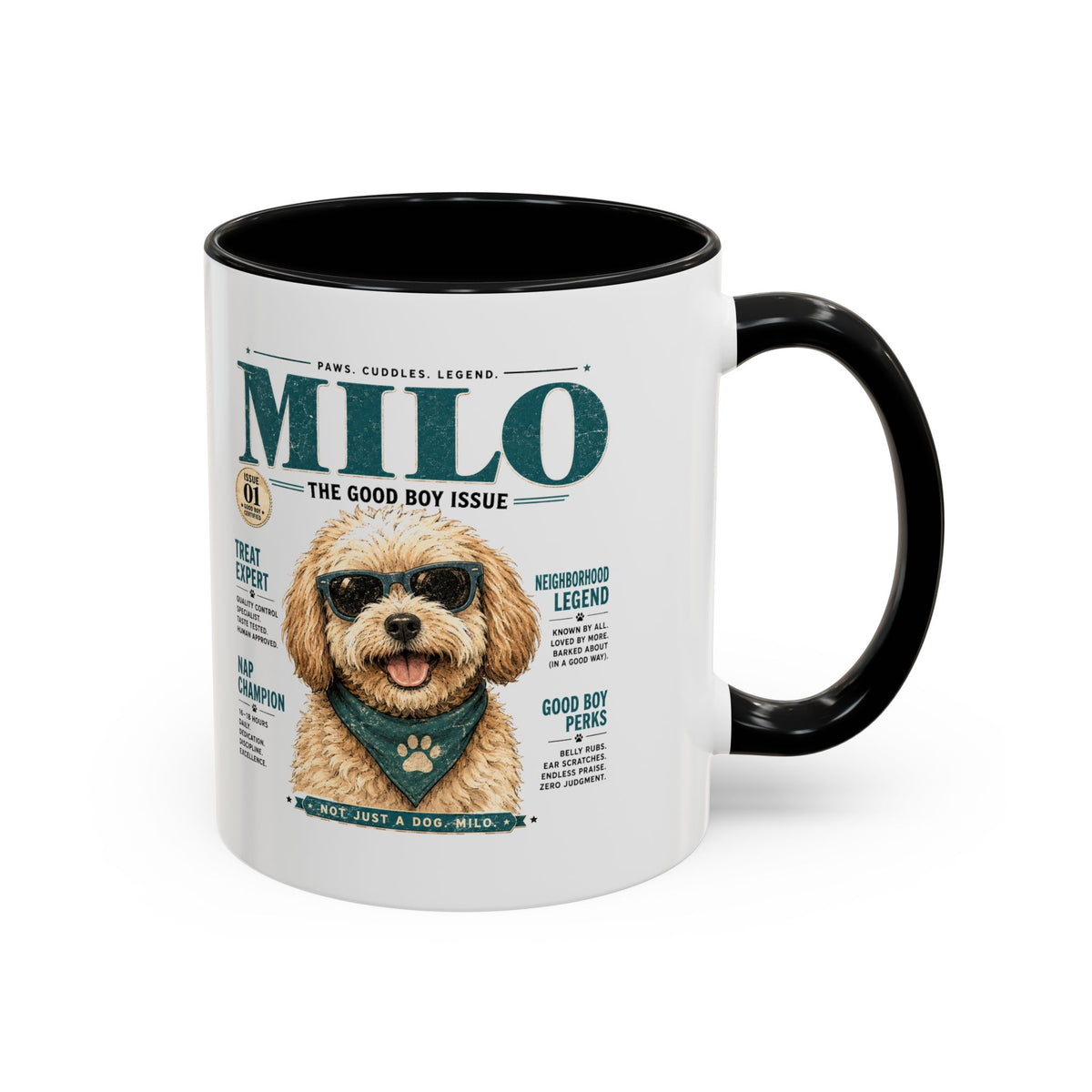 Milo Bailey Dog Dad Mom Milo Magazine-Style Accent Coffee Mug — Cute Dog Portrait