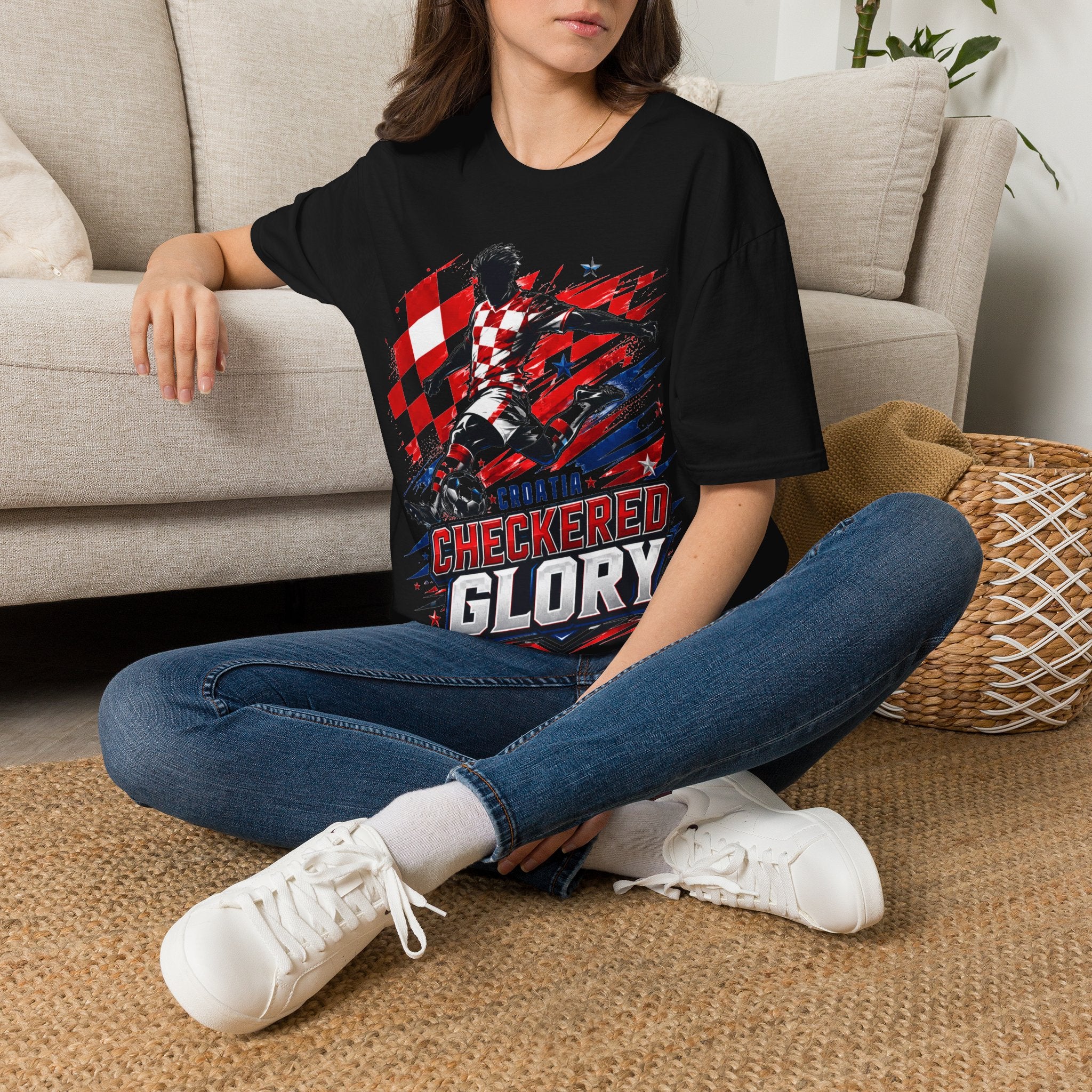 Checkered Glory T-Shirt — Croatia Soccer Fan Tee
